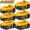 thumbnail image 1 of 6Pack Replace for Dewalt 20V Max Battery 8000mAh, Replacement for dewalt 20v Batteries DCB200 DCB201 DCB206 DCB204 DCB208, Compatible with DeWalt 20V Cordless Power Tools and Chargers, 1 of 10