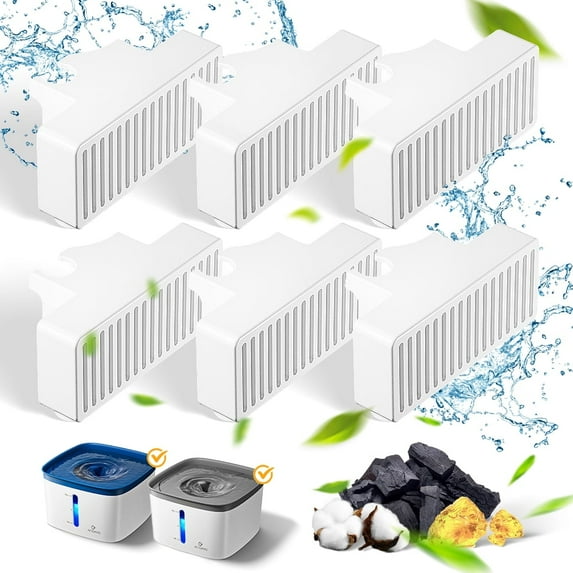 6Pack Replacement Filters for 135oz/4L Automatic Pet Fountain Cat Water Fountain Dog Water Dispenser