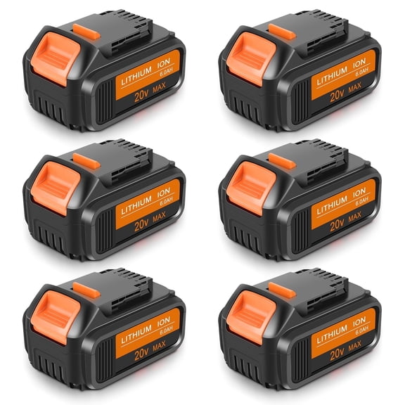 6Pack Replacement for Dewalt 20v Battery 6.0Ah (Orange)