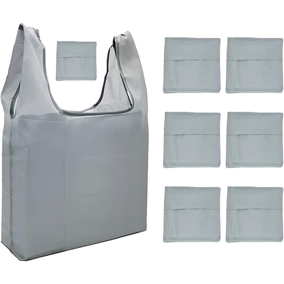 6Pack Reusable Grocery Bags Foldable Reusable Shopping Bags with Attach Pouch Lightweight Tote Bags Washable for Women