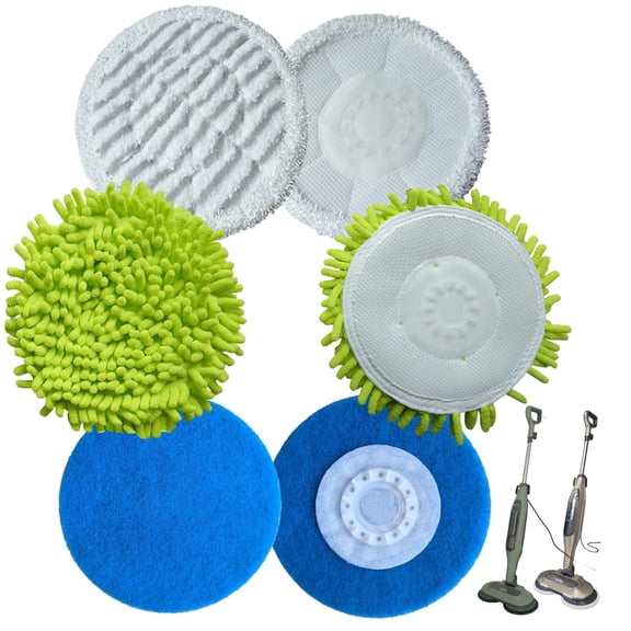 6Pack S7000 Replacement Steam Mop Pads for Shark S7001 S8201 S7000AMZ S8001 S7000 S7001TGT S7005 S7020 steam and Scrub mop Frosted Pad with Serrated Locator Ring (2green2gray2blue)