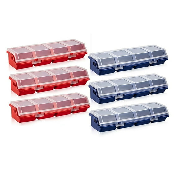6Pack Screw Organizer Box with Lids 4 Compartments Tool Bin Divider Compartment Containers Sorting Toolbox Case