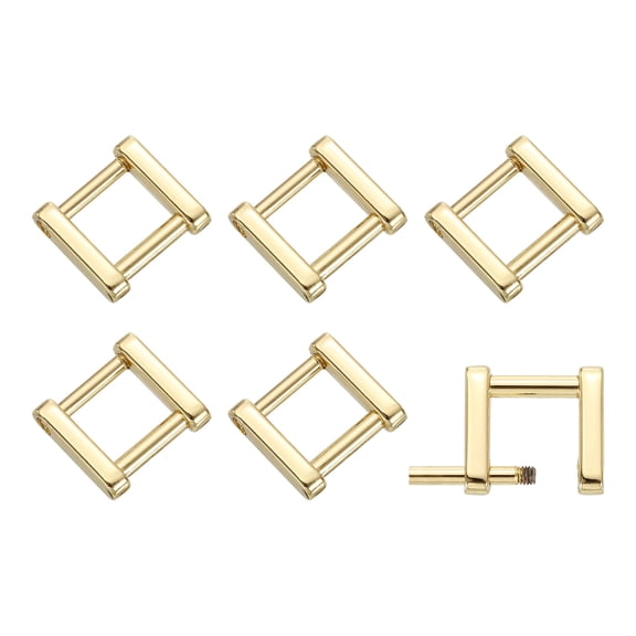 6Pack Screw Ring Buckle, 13mm(1/2 Inch) Rectangle Screw in Buckles Strap Connector Bags Loop Replacement with Screwdriver for Purse Handbags, Light Gold