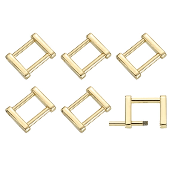6Pack Screw Ring Buckle, 15mm(5/8 Inch) Rectangle Screw in Buckles Strap Connector Bags Loop Replacement with Screwdriver for Purse Handbags, Light Gold