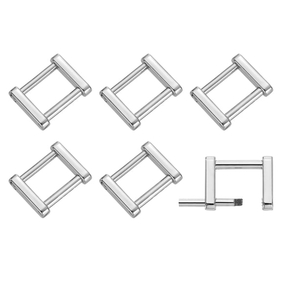 6Pack Screw Ring Buckle, 15mm(5/8 Inch) Rectangle Screw in Buckles Strap Connector Bags Loop Replacement with Screwdriver for Purse Handbags, Silver