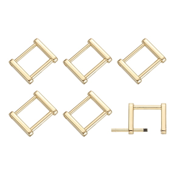 6Pack Screw Ring Buckle, 20mm(3/4 Inch) Rectangle Screw in Buckles Strap Connector Bags Loop Replacement with Screwdriver for Purse Handbags, Light Gold