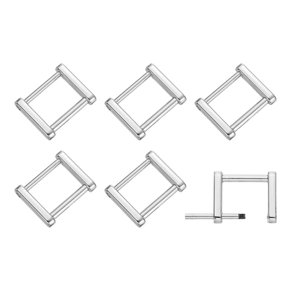 6Pack Screw Ring Buckle, 20mm(3/4 Inch) Rectangle Screw in Buckles Strap Connector Bags Loop Replacement with Screwdriver for Purse Handbags, Silver