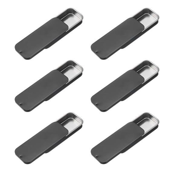 6Pack Slide Top Tin Containers, 3"x1"x0.4" Mini Metal Empty Tins Box with Sliding Lids, Black