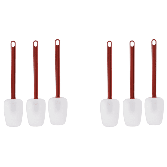 6Pack Spatulas Silicone Heat , Spatula Silicone , Rubber Scraper Spatula 10 Inches, Kitchen Use B,6 x Spatulas,White&Brown