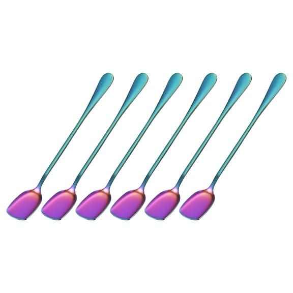 6Pack Stainless Steel Ice Cream Spoons, 7.5" Yogurt Spoons Dessert Spoons Shovel Spoons, Rainbow