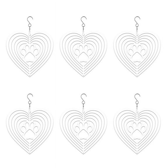 6Pack Sublimation Blanks 8Inch Wind Spinners for Yard and Garden Indoor Outdoor Front Door Decoration Heart-Shaped