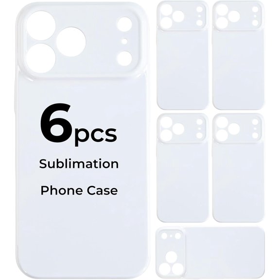 6Pack Sublimation Phone Case Blanks Bulk Compatible with iPhone17Pro Max, Hard Sublimation Customize Phone Case - Glossy Sublimation Blanks Custom Phone Cover - Cell Phone Coated Basic Cases