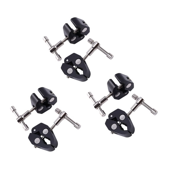 6Pack Super Clamp Crab Clamp Photography with / 1/4 and 3/8 Inch Thread Rod Clamp Pliers Clip for DSLR Rig Cameras, 15mm