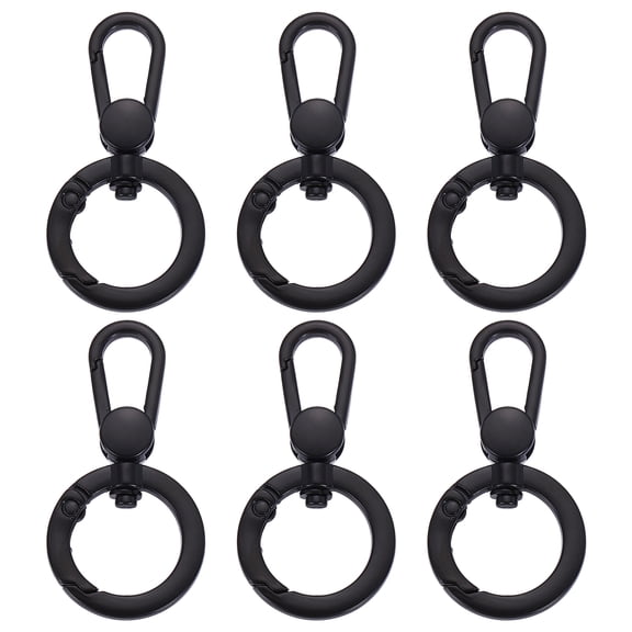 6Pack Swivel Clasp Clip, Spring Snap Hooks Keychain Key Ring, Black
