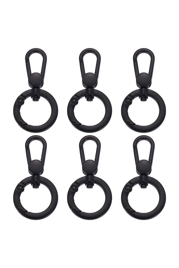 6Pack Swivel Clasp Clip, Spring Snap Hooks Keychain Key Ring, Black