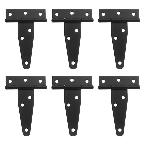 6Pack T-Strap Door Hinges, 3" Wrought Tee Shed Gate Hinges Iron (Black)