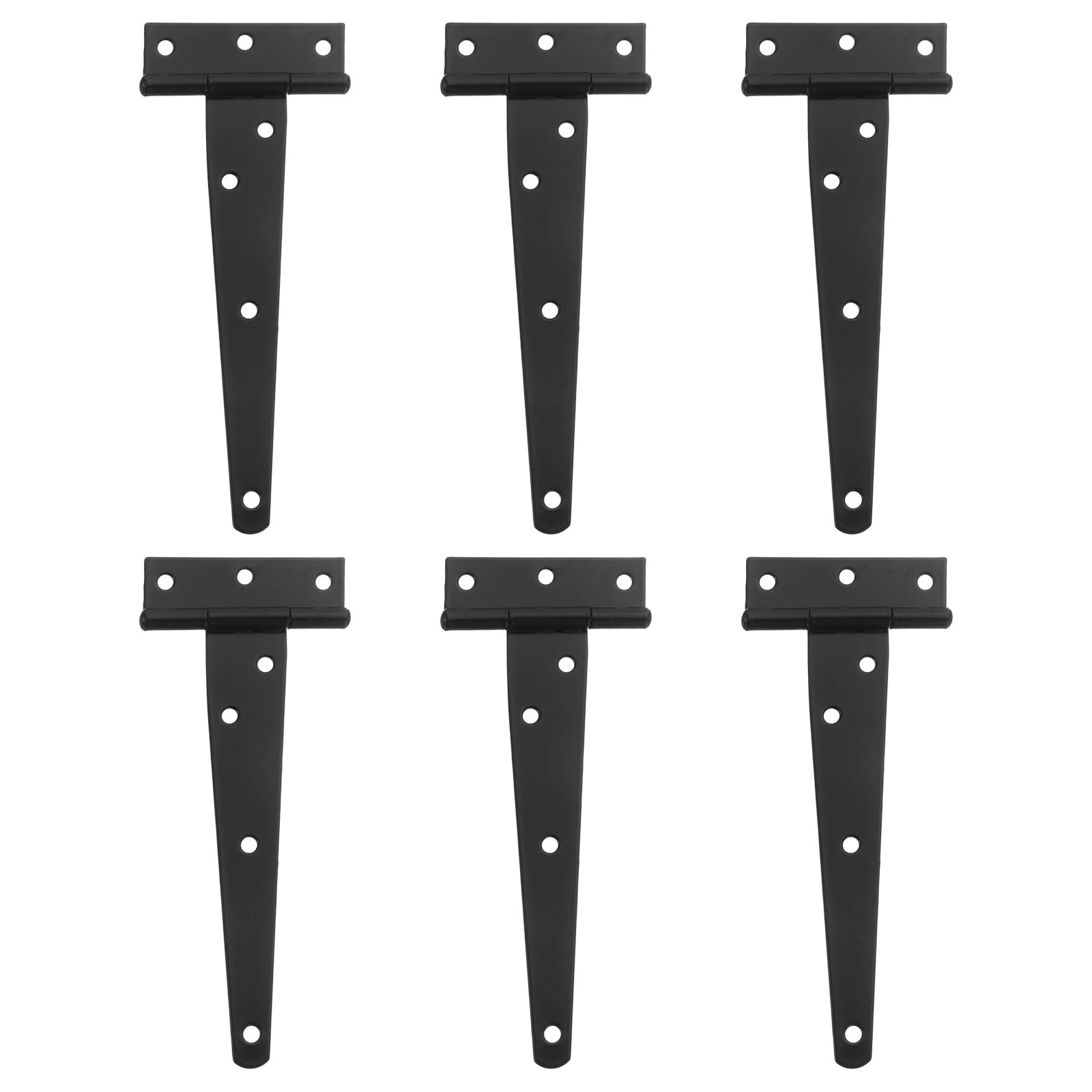 6Pack TStrap Door Hinges, 6" Wrought Tee Shed Gate Hinges Iron (Black