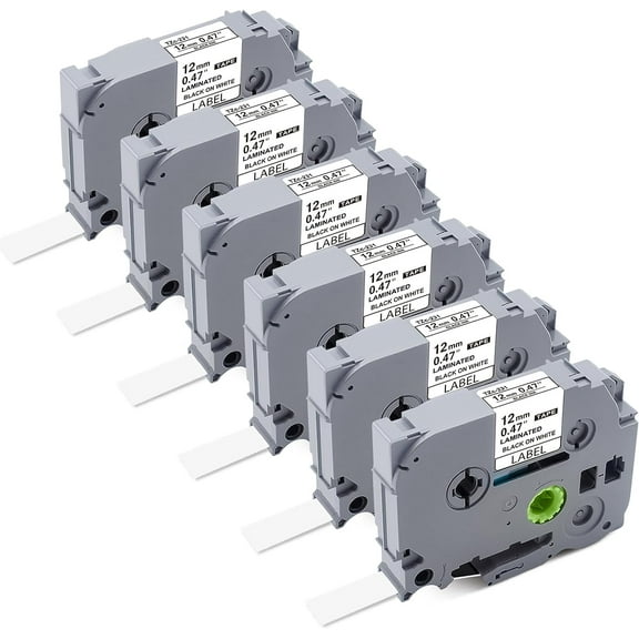 6Pack TZ/TZe Tape Compatible with Brother Label Maker Tape 12mm 0.47 Laminated White P Touch Label Maker Tape TZe-231 for Label Maker PT-D210 PT-H110 PT-D400 PT-D600 PT-P700 Black on White 8m 26.2ft