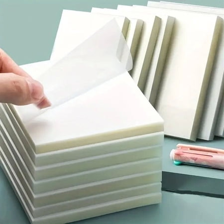 6Pack Transparent Sticky Notes, Clear, 3’’ x 3’’ Translucent, Waterproof See Through, 300 Sheets