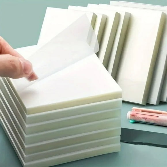 6Pack Transparent Sticky Notes, Clear, 3 x 3 Translucent, Waterproof See Through, 300 Sheets