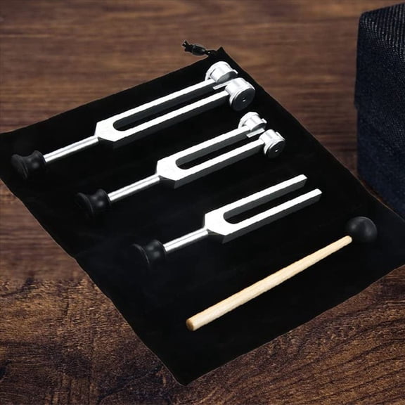 6Pack Tuning Fork Set(128Hz, 256Hz, 512Hz) Tuning Fork Kit for Healing, Chakra, Sound Therapy, Slider Fork(Silver)