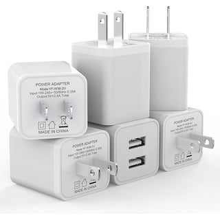6Pack USB Wall Charger, 2.4A Dual USB Port Cube Power Plug Adapter Fast Charging Block Charging Box Brick forfor iPhone , Samsung Galaxy, iPad, AirPods & More