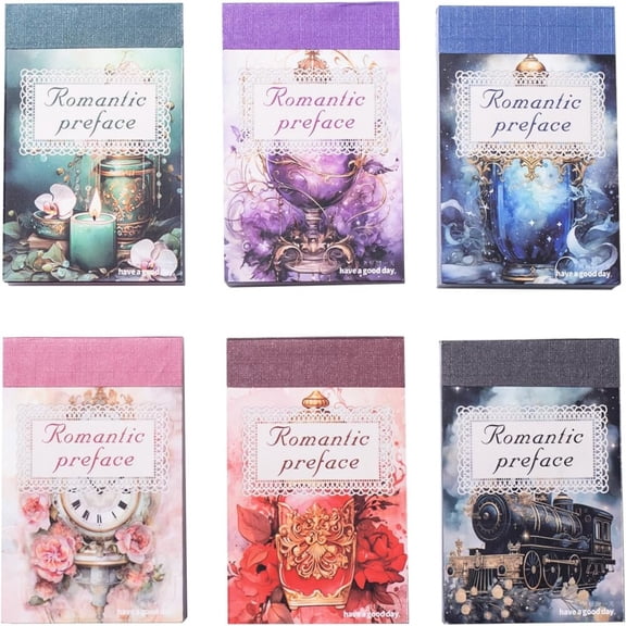 6Pack Vintage Ephemera Sticker Book Set,Romantic Preface Washi Scrapbook Sticker