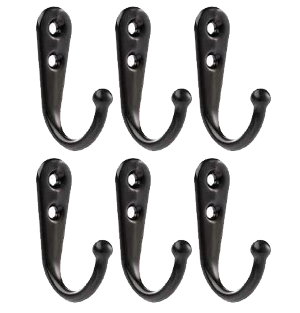 6Pack Wall Hooks Coat Hooks Hat Hooks with Screws, Hooks for Hanging  Durable Retro Black Hooks for Keys, Towels, Bags, Hat, Cap, Scarf, Cup -  Black 