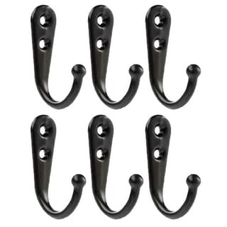 IBosins 6 Pack Big Heavy Duty Three Prongs Coat Hooks Wall Mounted with 12  Screws Retro Double Utility Rustic Hooks for Thick Coat, Big Heavy Bags