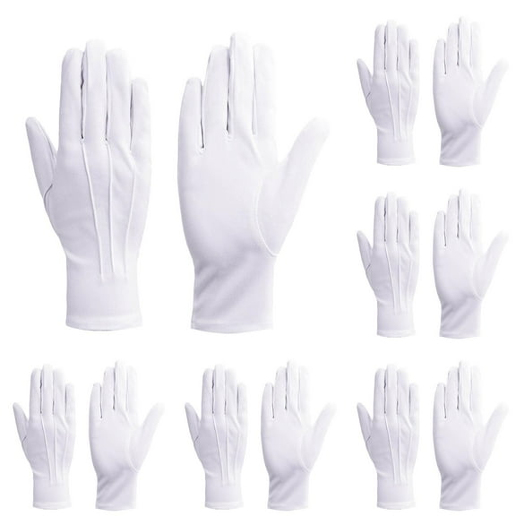 6Pack White Cotton Marching Gloves Costume Gloves Formal Tuxedo Gloves Jewelry Inspection Gloves