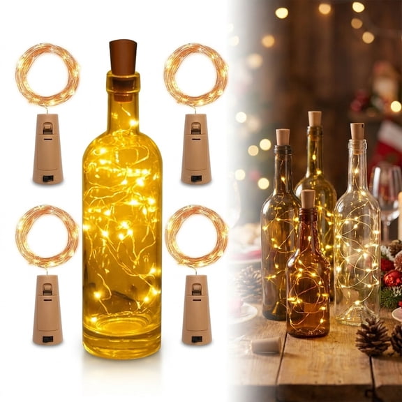 6Pack Wine Bottle Lights with Cork , 6.6ft Mini Fairy String Lights Battery Operated , Waterproof Cork Lights for Wedding Christmas, Warm White
