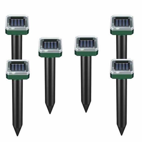 6Pack rat repellent,Solar Ultrasonic Mole Repellent, Waterproof Sonic Gopher Vole Repeller for Outdoor Lawn, Garden, Yard, Farm, IP65 Weather Resistant, 400Hz Vibrating Pest Deterrent