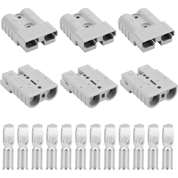 6Packs 50A-600V Battery Quick Connect/Disconnect with 7/8/10/12 AWG, 6PCS Jumper Cable Plug Connector, Compatible with Anderson Connector for Rescue Winch, Motor Recovery