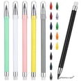 thumbnail image 1 of 6Packs Infinite Inkless Pencils with Erasers & 13 Colored Replaceable Nibs, Reusable Magic Metal Eternal Pencils for Writing, Drawing, Home & Office Use (Colorful), 1 of 7