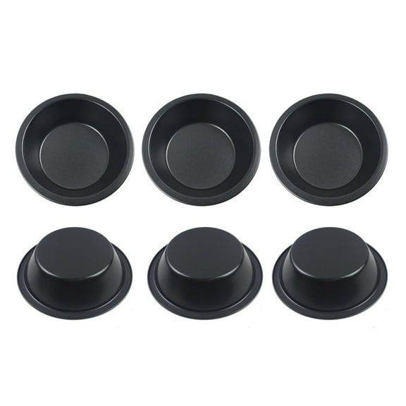 6Packs Mini Black Pot Pie Tins,5In Carbon Steel Round Pie Tins for Quiches,Non-Stick Mini Backing Bakeware for Cakes,Quiches,Desserts
