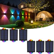 6Packs Solar Fence Lights, Outdoor Wall Lights, Up-Down Wall Lights, Solar Powered Lights for Backyards, Pools, Railings, Patios, Porches, And Steps