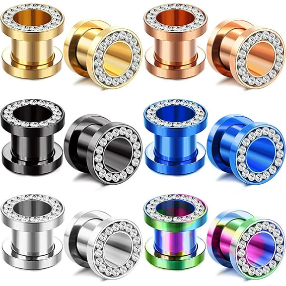 6Pairs 0Gauges Ear Tunnel Expander Earrings Stainless Steel With Ziecon 0G Ear Plugs Earrings 2G Ear Stretcher Piercings Jewelry  Double Flared Screw Fit Ear Gauges Set