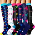 thumbnail image 1 of 6Pairs Compression Socks for Women & Men Circulation 15-20 mmHg - Better Blood Flow, Swelling , Best Support for Medical, Running, Nursing, 1 of 9