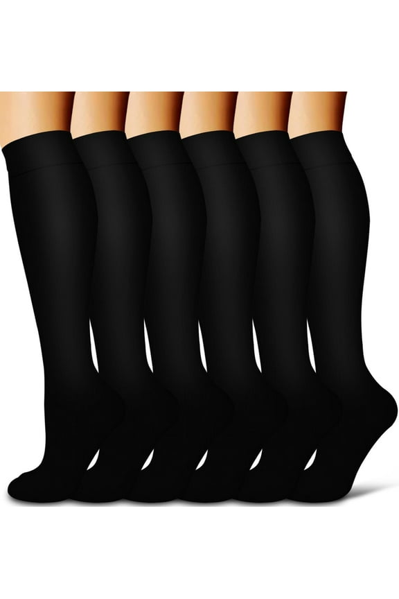 6Pairs Compression Socks for Women and Men - Best for Circulation, Running, Athletic, Recover, Nurse, Travel