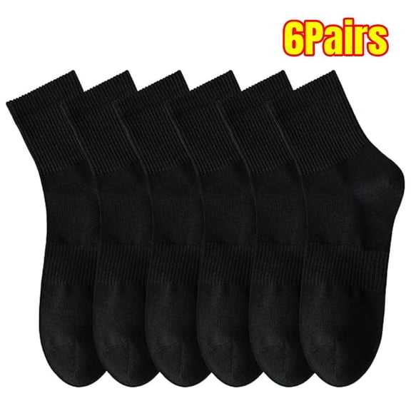 6Pairs Mens Athletic Cotton Quarter Crew Socks Moisture Wicking Odor Control Arch Support Compression Running Socks for men