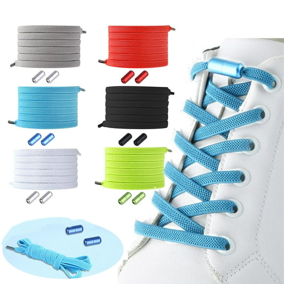 6Pairs No Tie Elastic Shoe Laces Adjustable Tieless Shoelaces, One Size Fits All Adult & Kids(Black, White, Gray, Blue, Red, Green)