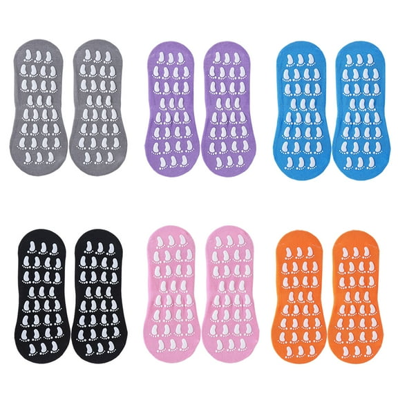 6Pairs Slipper Socks for Women Non Slip Skid Gripper Socks Trampoline Socks for Adults Hospital Socks Yoga Socks