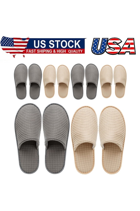 6Pairs Spa Slippers,Non Slip Disposable Slippers For Guest,Washable Reusable