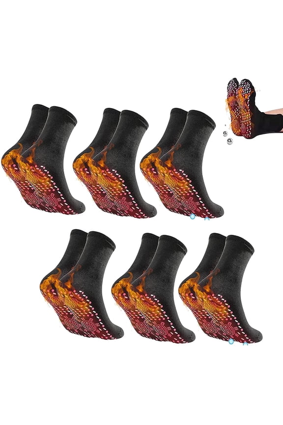 6Pairs Tourmaline Slimming Health Sock, Tourmaline Acupressure Self-Heating Shaping Socks, Magnetic Self-Heating Socks, Foot Massage Thermotherapeutic Sock