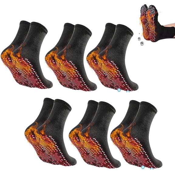 6Pairs Tourmaline Slimming Health Sock, Tourmaline Acupressure Self-Heating Shaping Socks, Magnetic Self-Heating Socks, Foot Massage Thermotherapeutic Sock