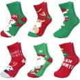 thumbnail image 1 of 6Pairs Women Christmas Fuzzy Socks Fluffy Socks Winter Warm Cozy Striped Socks Crew Socks, 1 of 6
