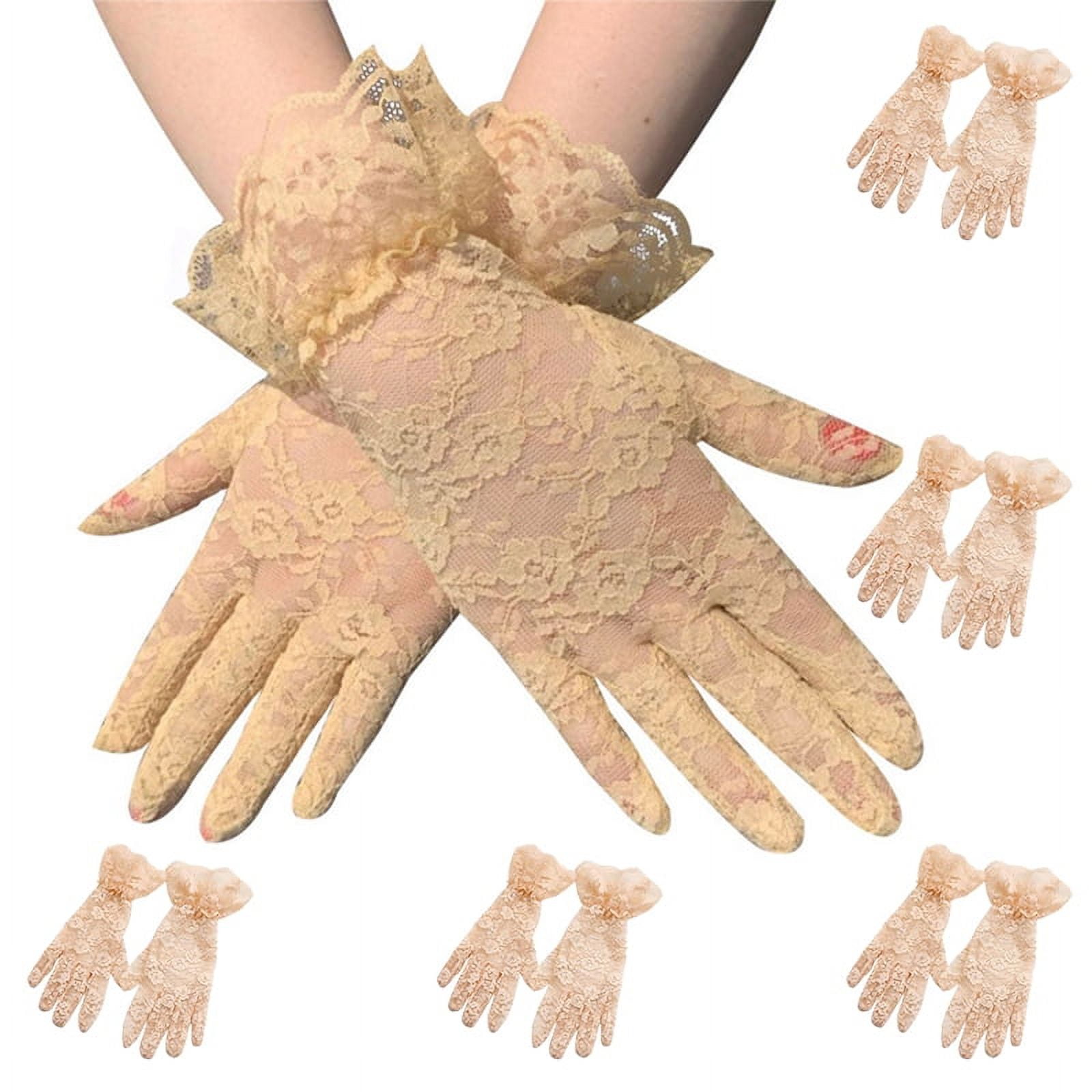 beige lace gloves
