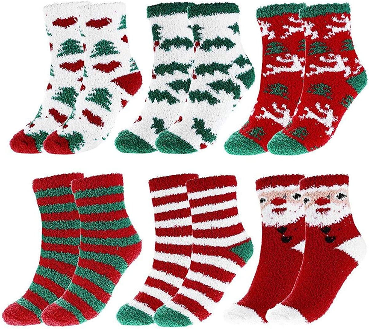 6Pairs Women's Christmas Socks Holiday Warm Cozy Soft Socks for Girls