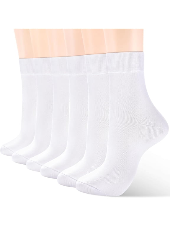 6Pairs Women's Thin Cotton Socks, Soft Cotton Bootie Socks Women Above Ankle Crew Socks