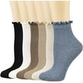 thumbnail image 1 of 6Pairs Womens Casual Cute Ankle Socks Breathable Knit Cotton Warm Soft Frilly Crew Socks, 1 of 7